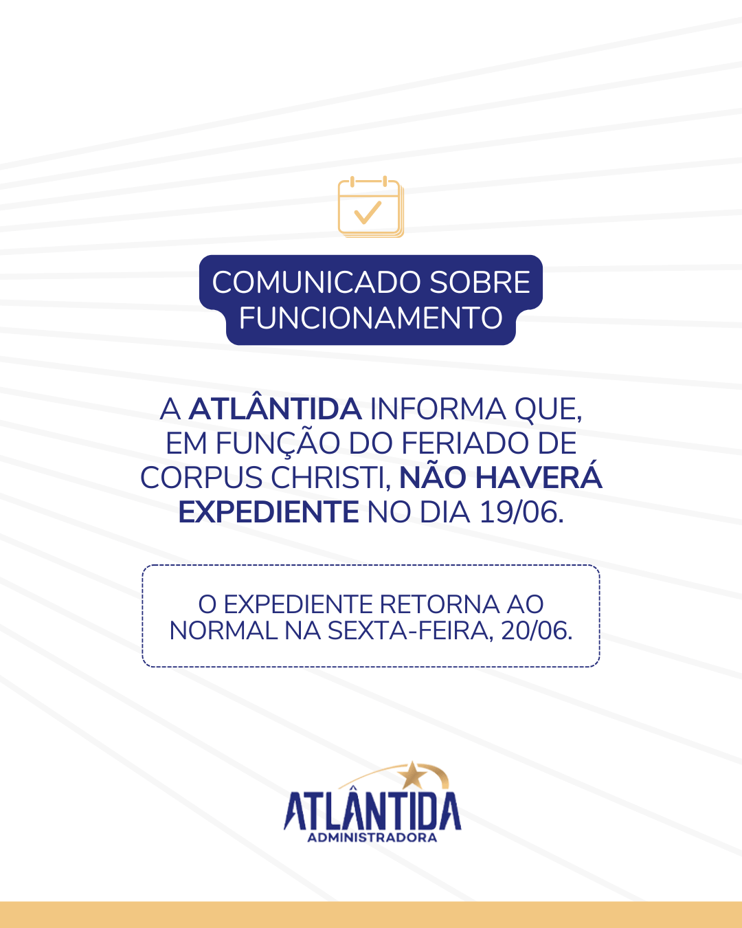 Corpus Christi: Comunicado sobre funcionamento