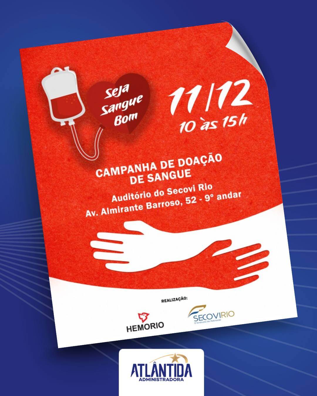 Secovi Rio promove edição 2025 da campanha “Seja Sangue Bom” em parceria com o Hemorio
