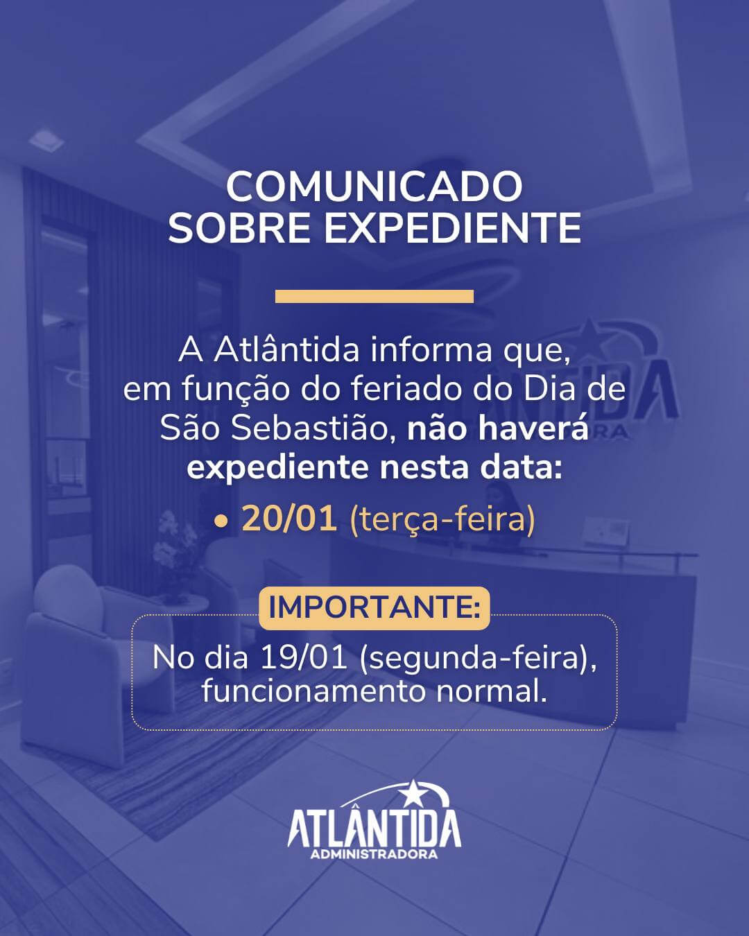 Funcionamento • Feriado do dia 20/01/2026